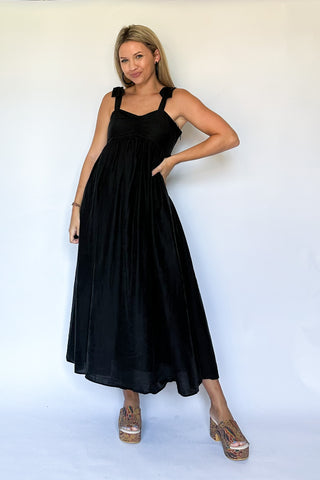 august apparel black bow maxi dress