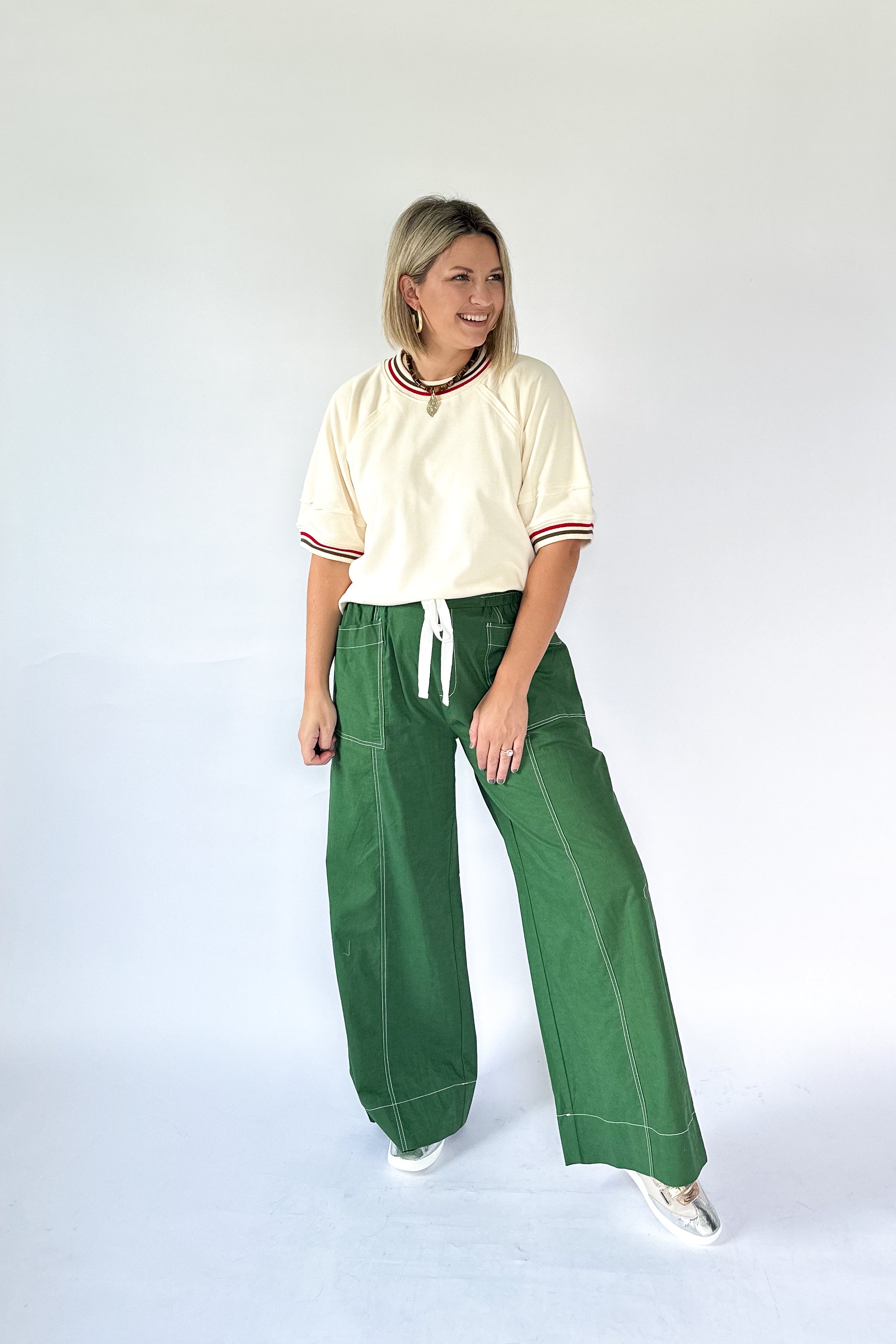 entro green wide leg pant