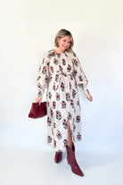 entro zipper printed maxi dress