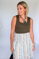 Solid Knit Scoop Tank By Karlie