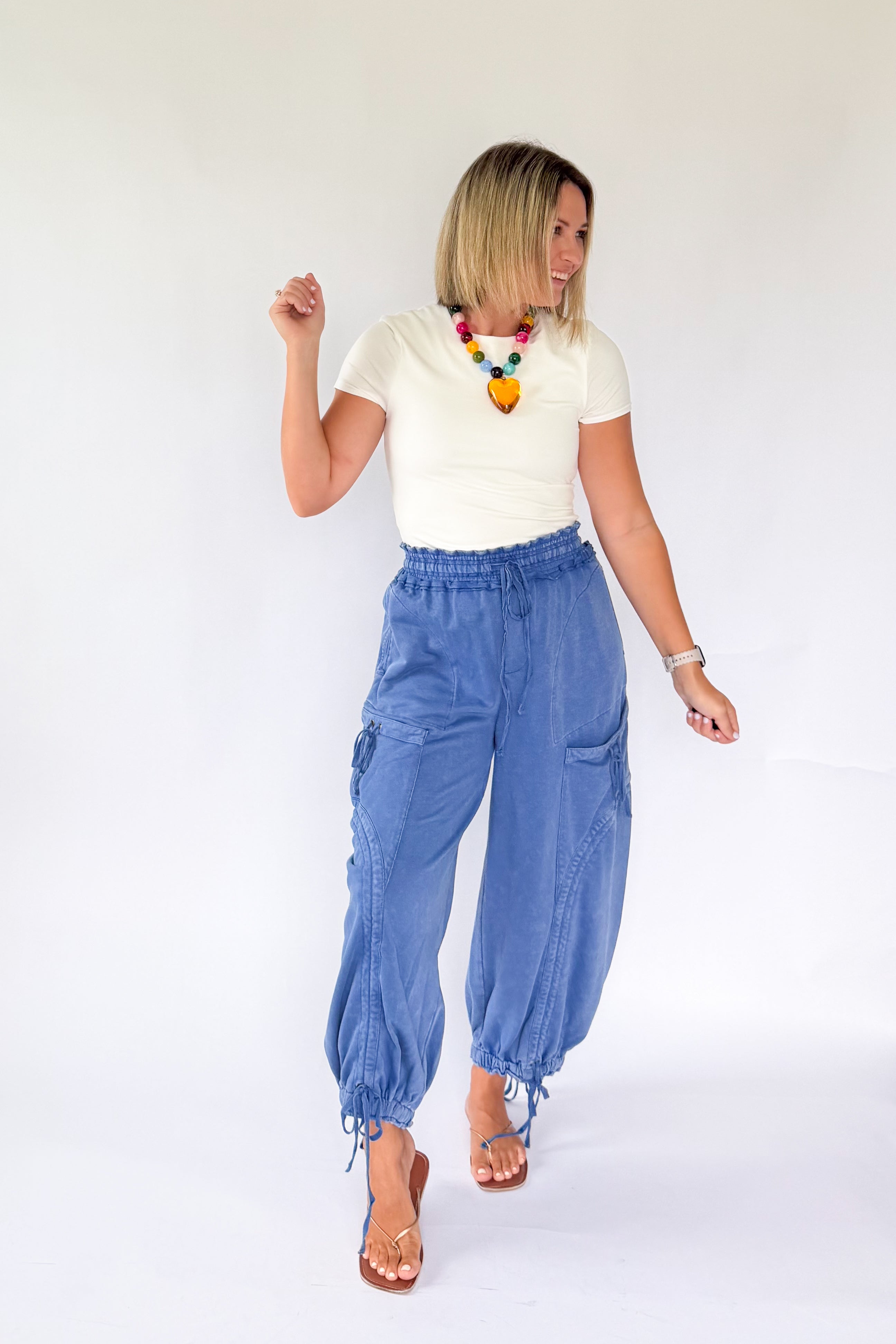 mittoshop French blue jogger barrel pant