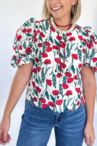 entro floral scalloped top