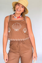 Shell Embroidered Tank By Karlie