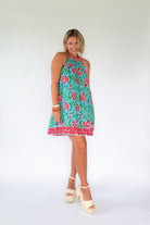 tcec halter floral mini dress