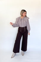 Gingham Peter Pan Collar Top By Karlie