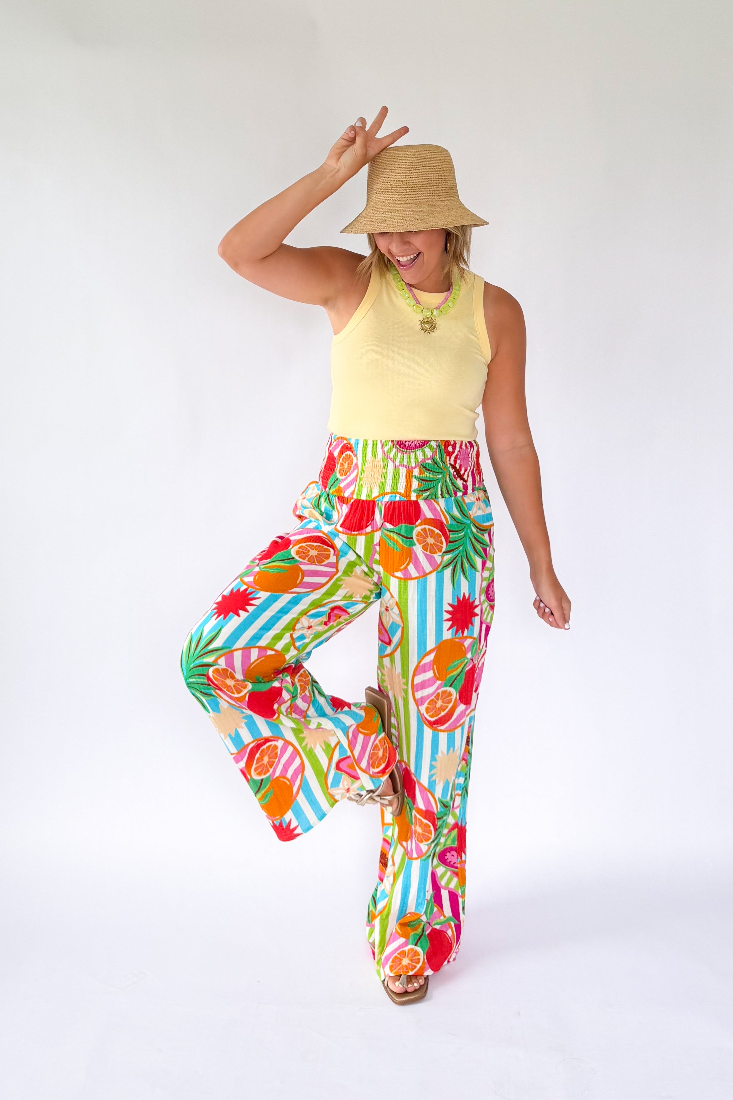 Island Fruit Gauze Smock Pant By Karlie