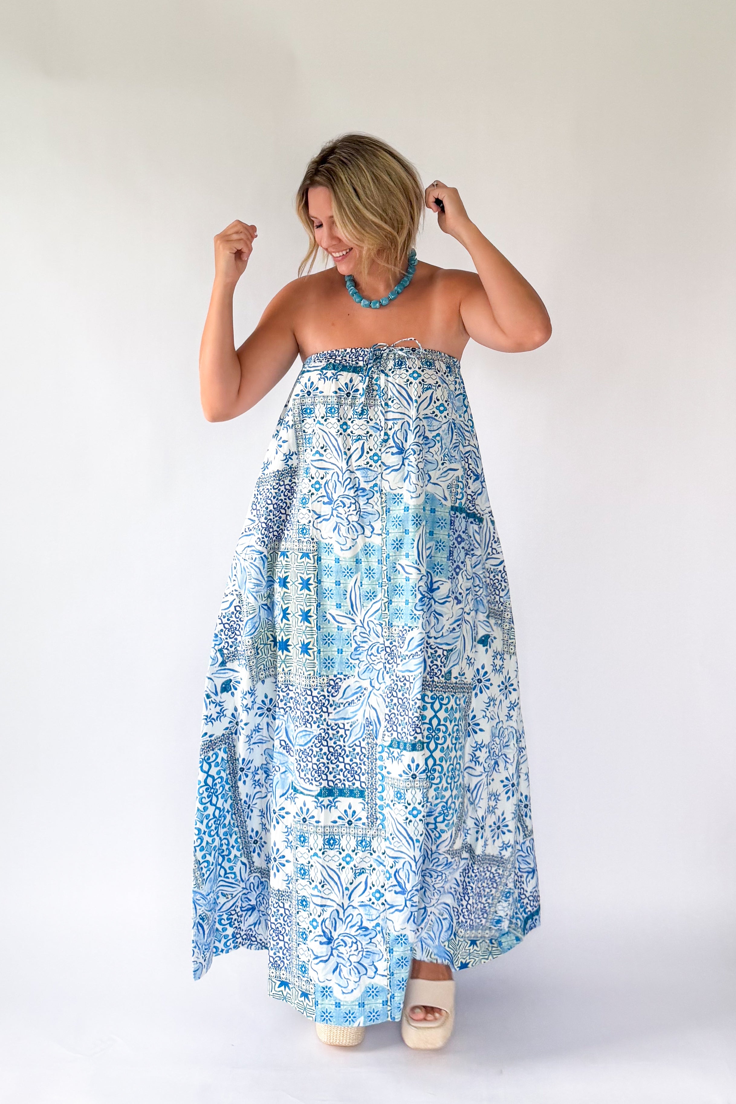 olivaceous royal blue maxi dress