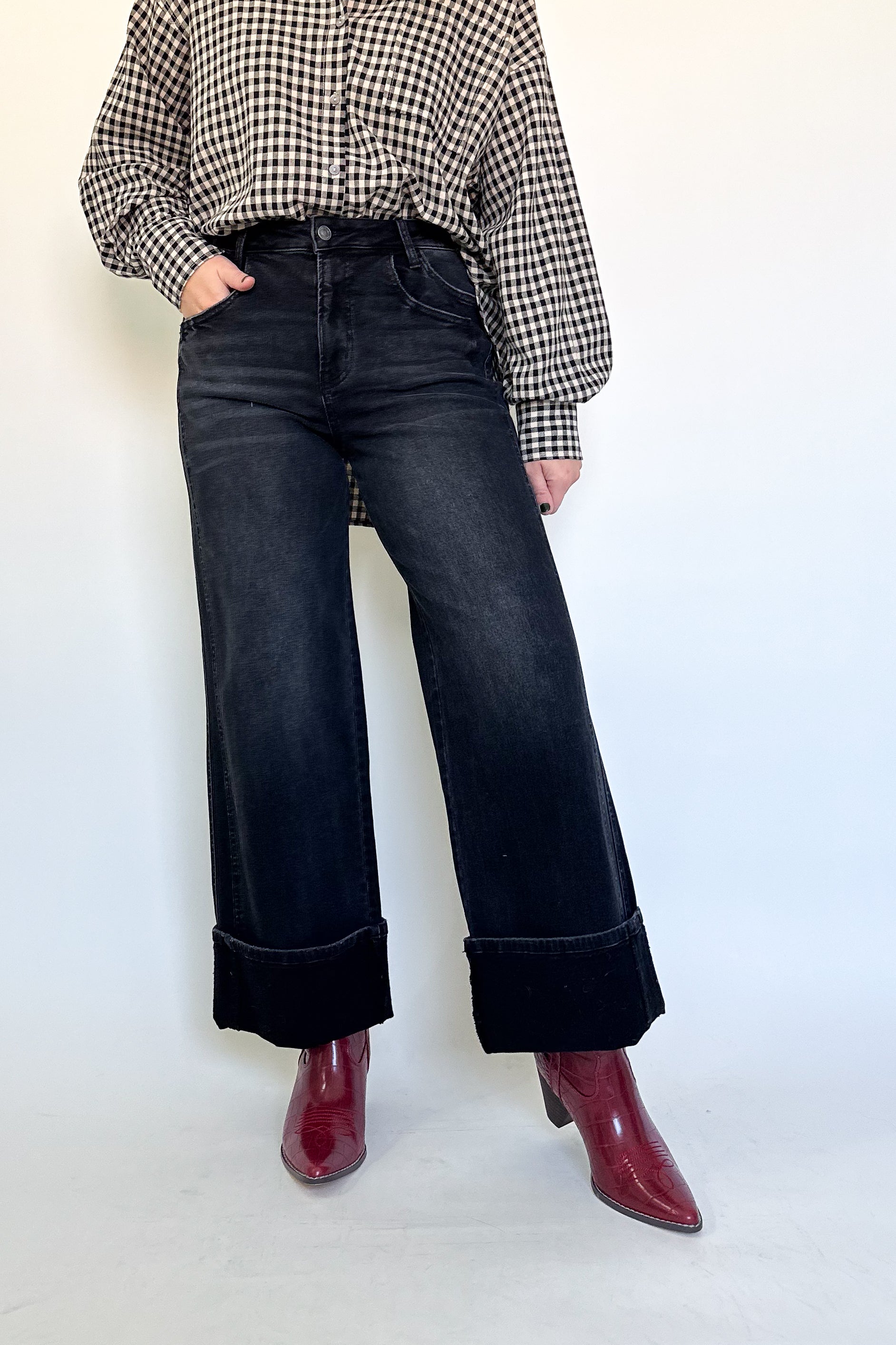 Kris Super High Rise Cuffed Baggy Wide By Vervet