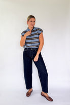 entro blue and brown sleeveless sweater cardigan