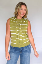 entro chartreuse stripe tank with tie