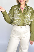 ENTRO green embroidered top