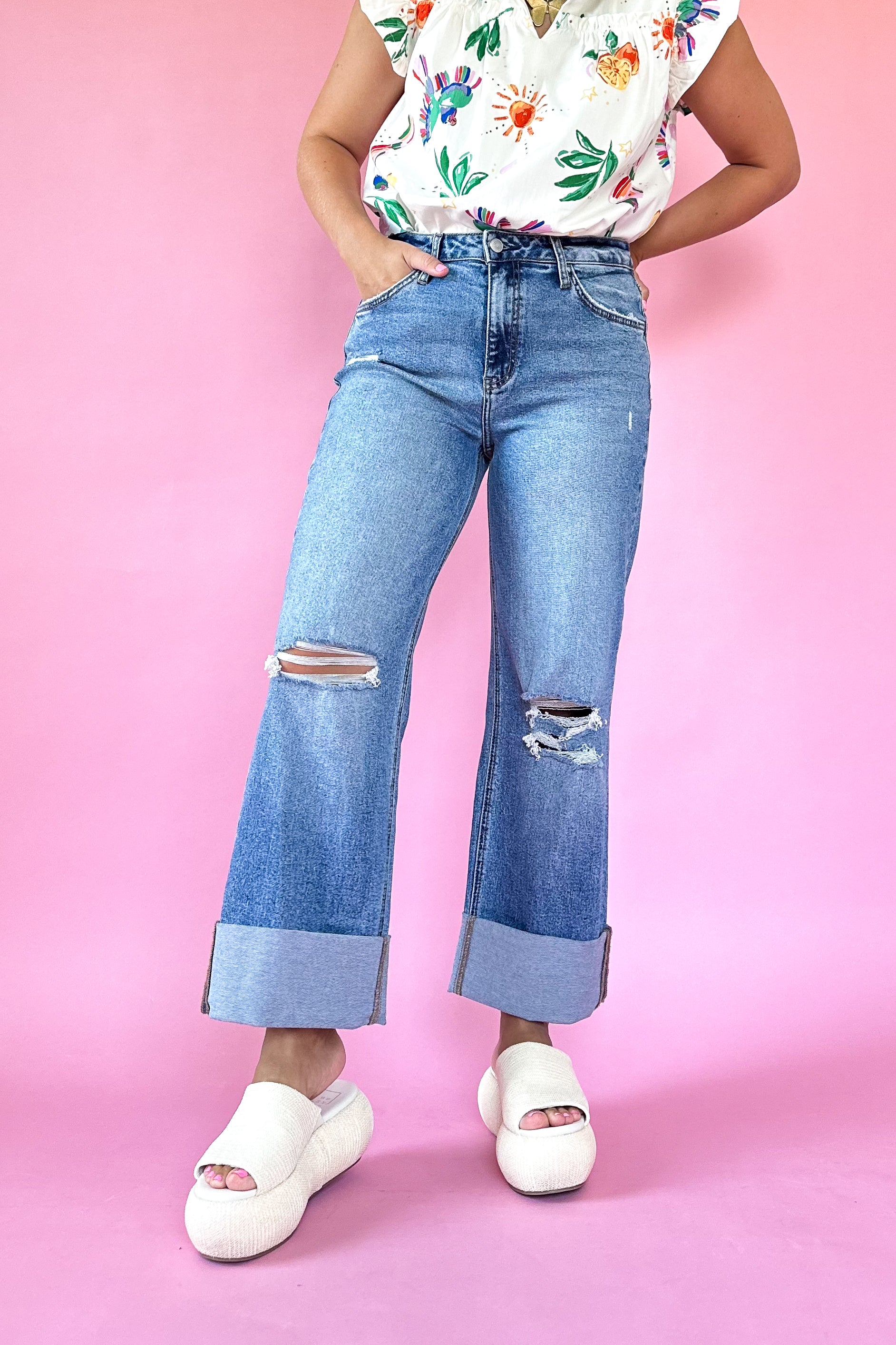 Rosy Super High Baggy Wide Cuff By Vervet