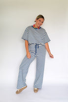 things between blue and white stripe comfy set
