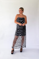 tcec zebra formal maxi dress