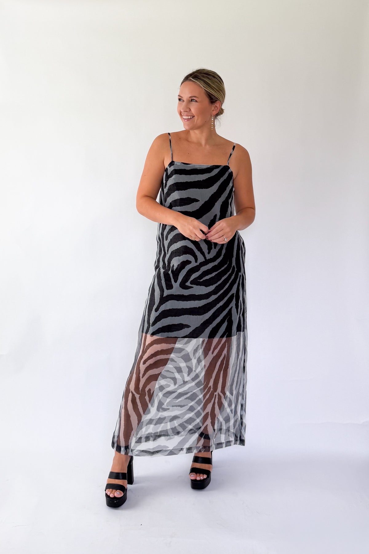 tcec zebra formal maxi dress
