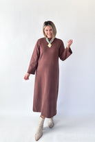 entro brown sweater midi dress