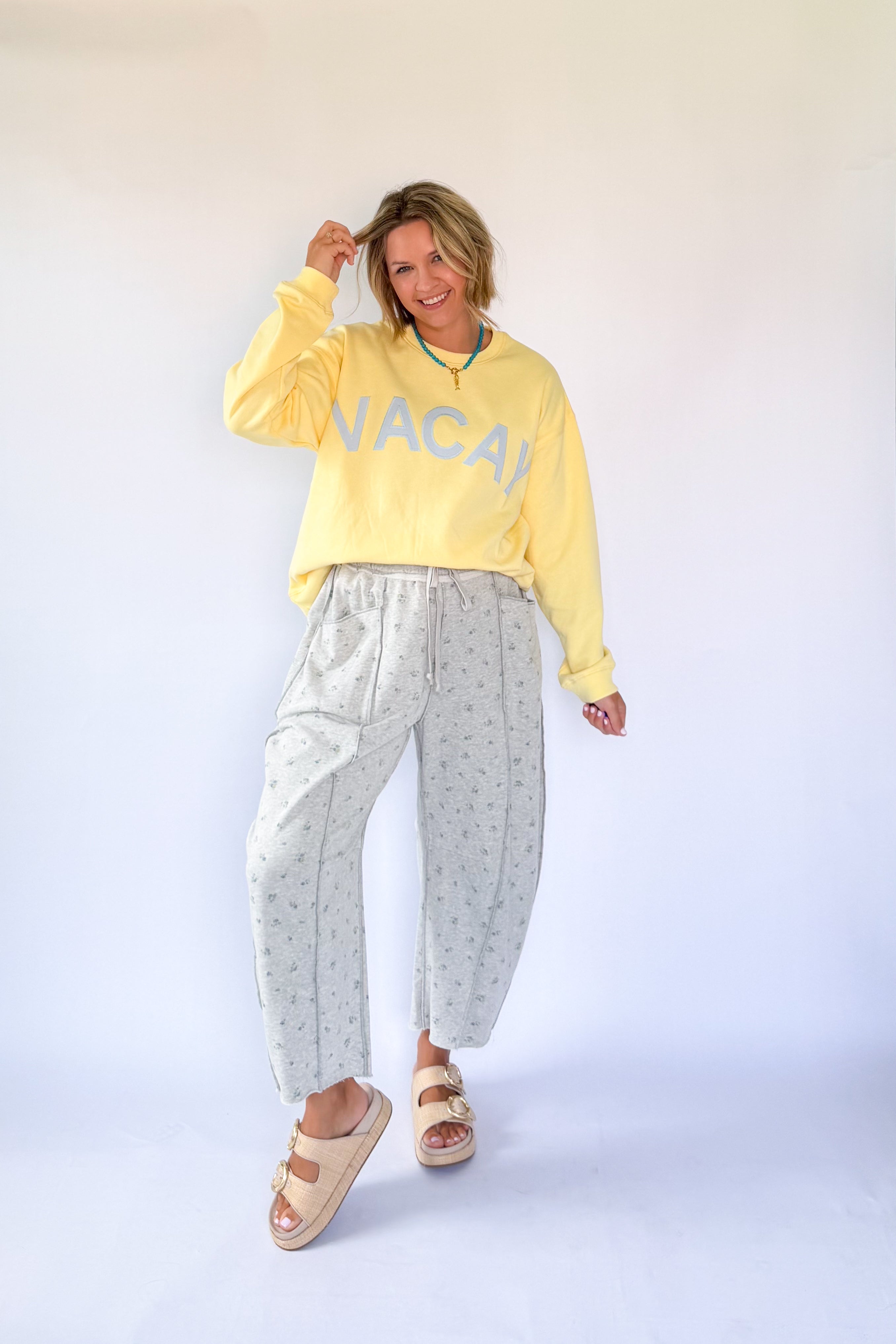 wishlist vacay sweatshirt in butter yellow