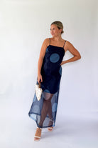 tcec navy & blue polka dot maxi dress