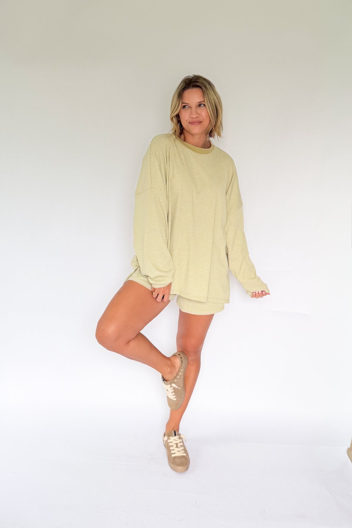 THINGS BETWEEN SAGE STRIPE COMFY SET