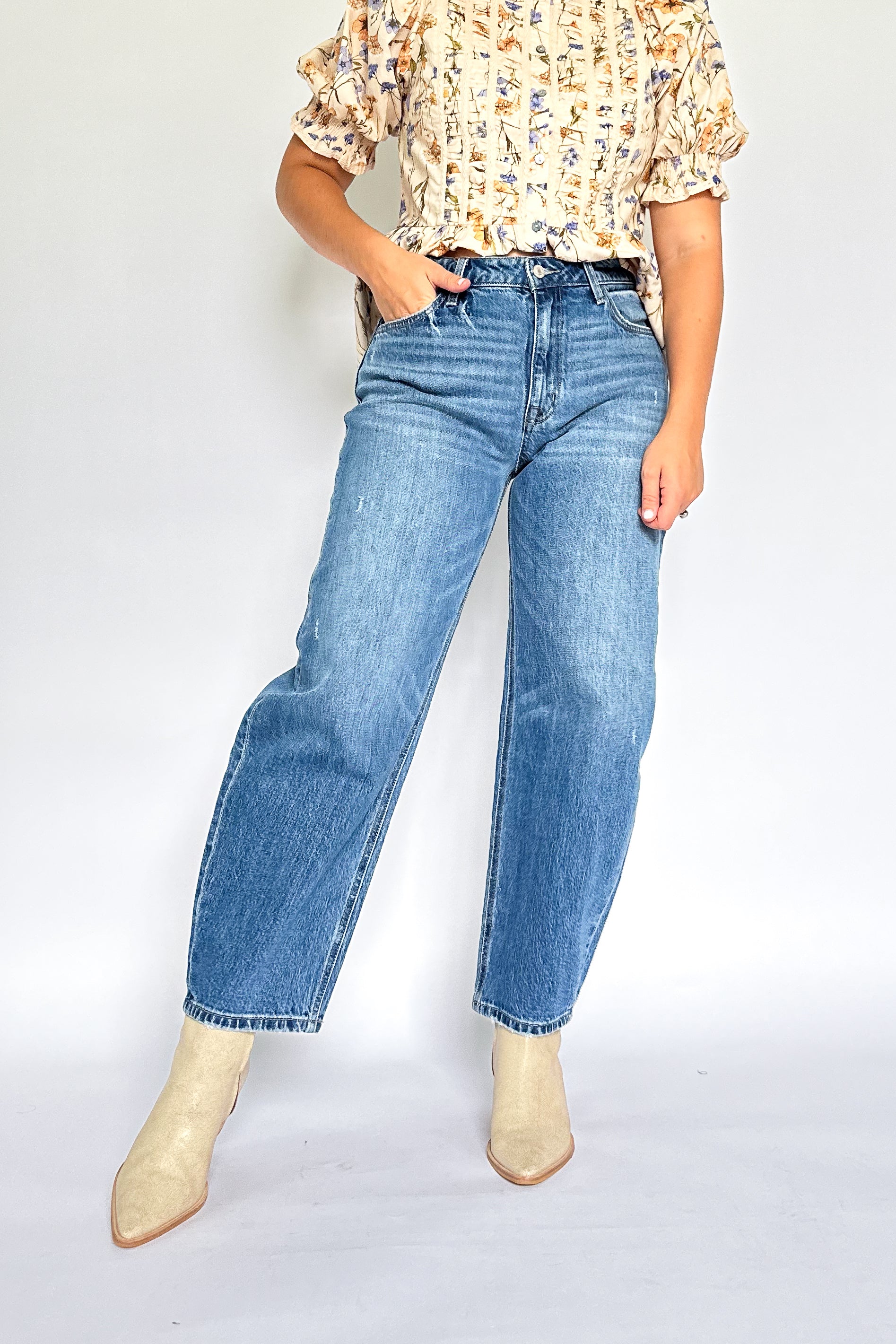 Kate High Rise Barrel Jean By Vervet