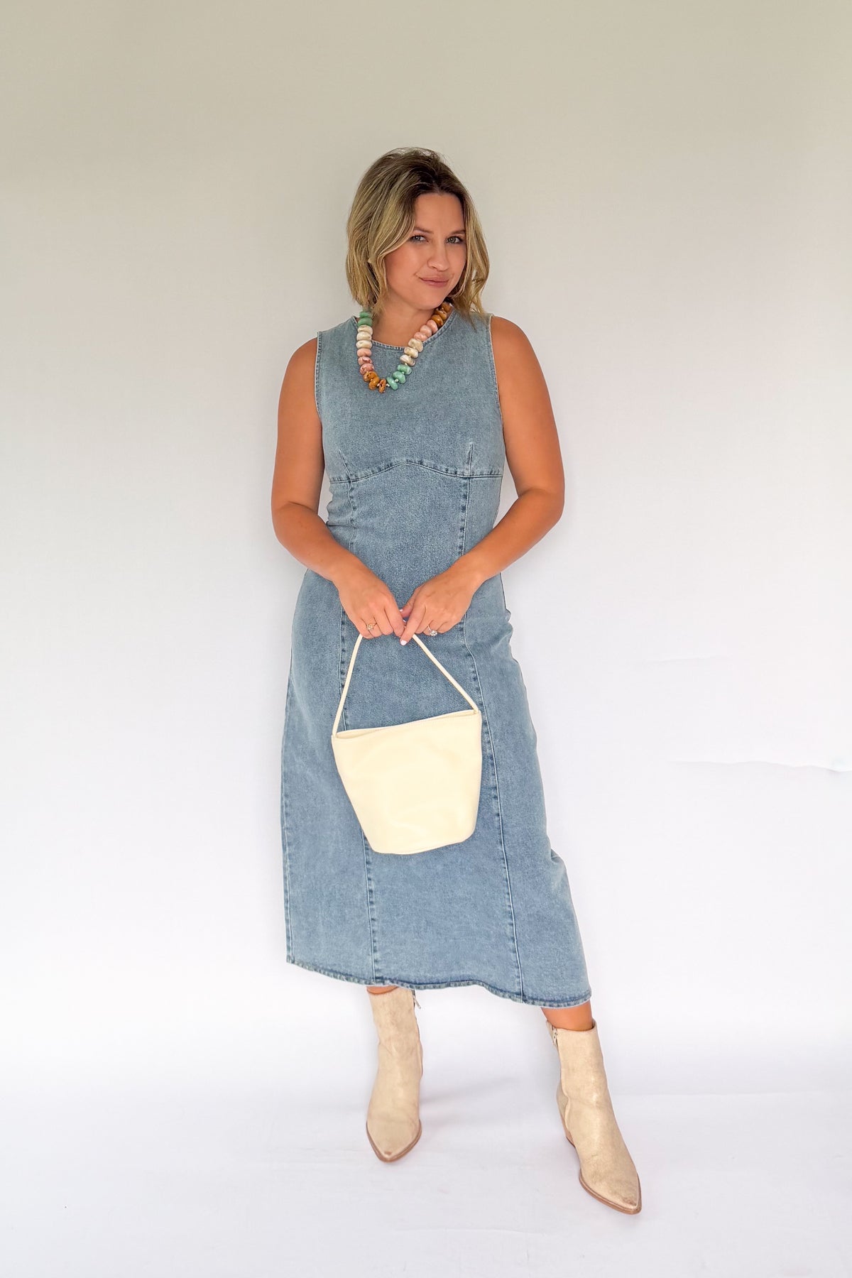 sofie the label denim midi dress