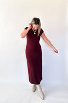 entro burgundy fitted dress