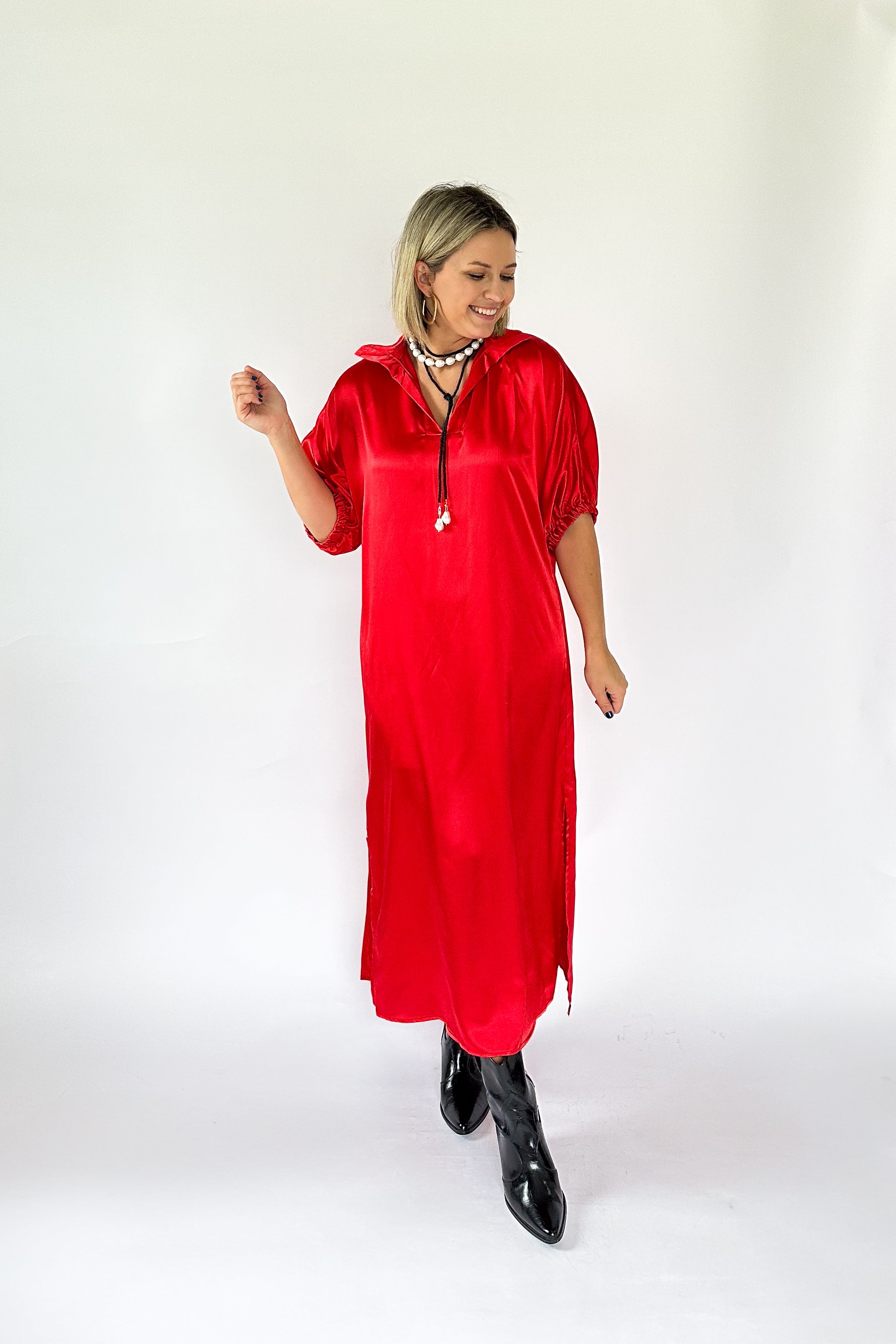adrienne blakely red maxi dress