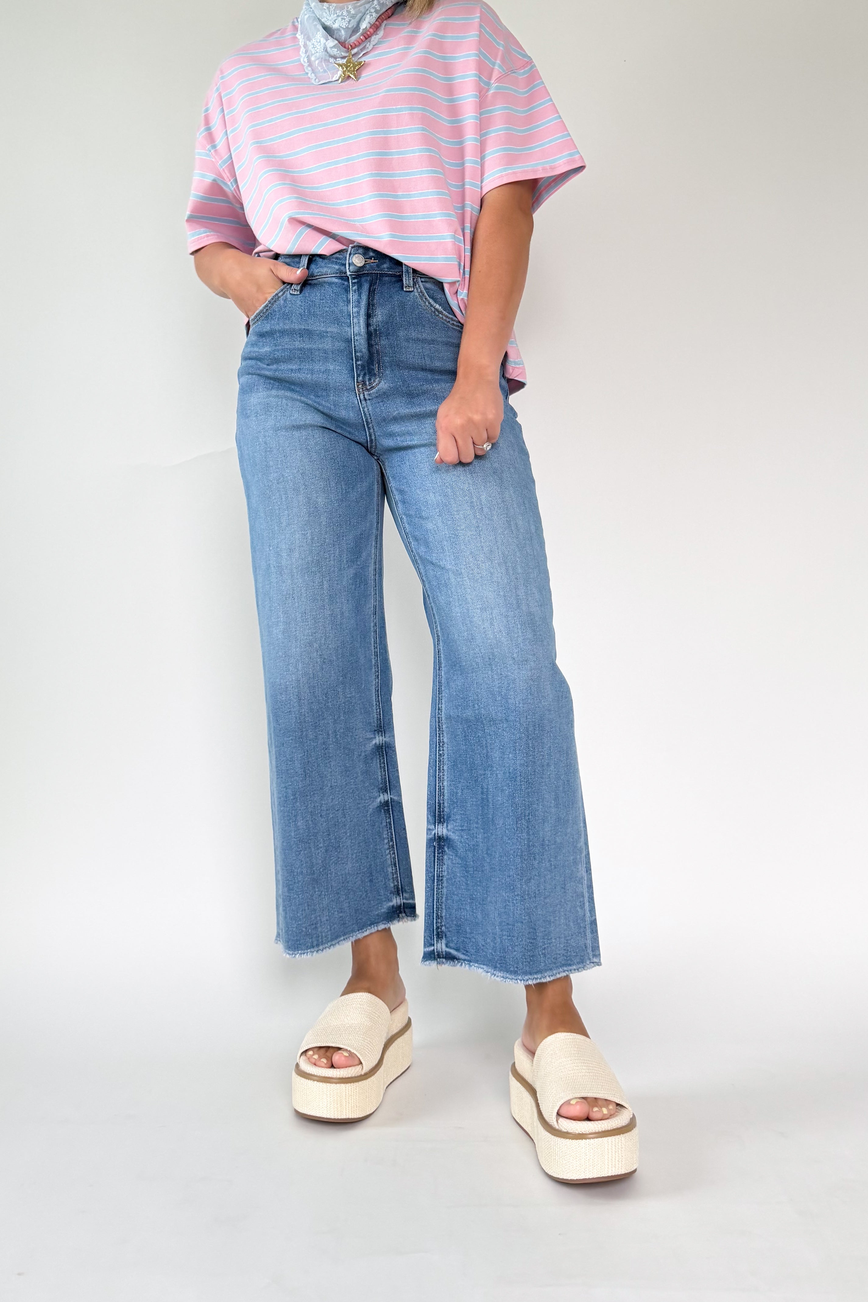 Olivia Super High Rise Crop Wide Jean By Vervet
