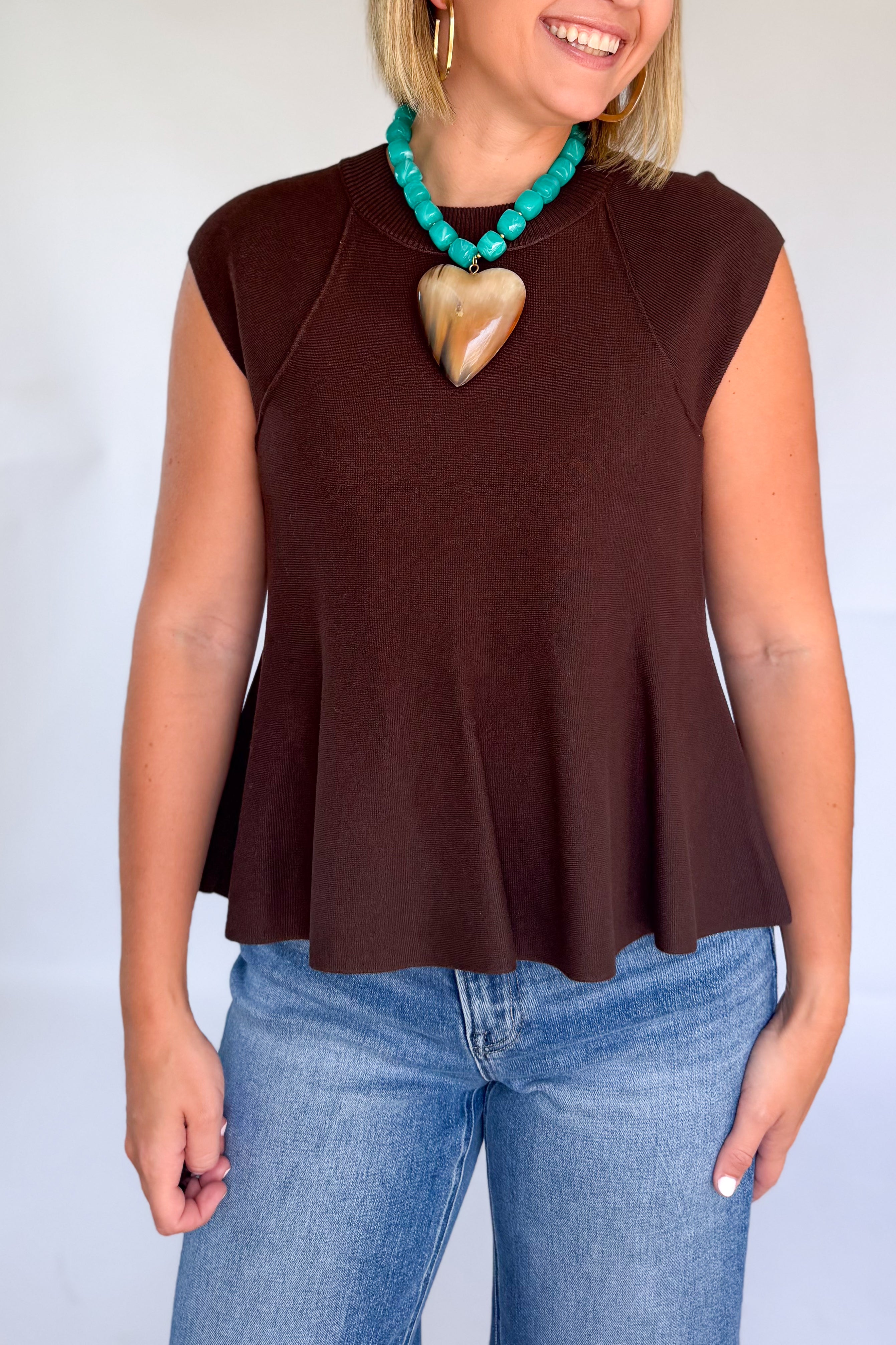 ENTRO chocolate brown peplum top