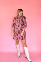 entro floral rose mini dress
