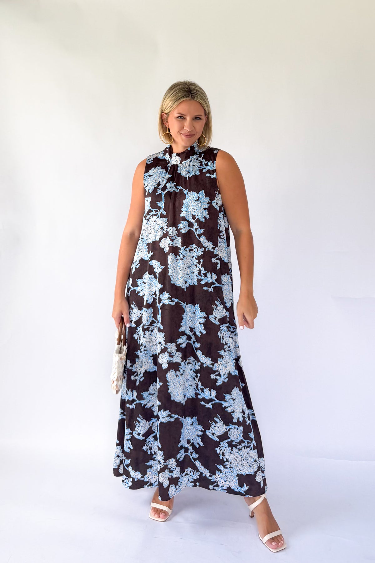 entro brown & blue maxi dress