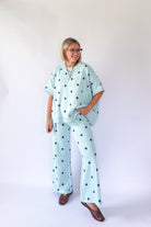 peach love California polka dot blue/brown Set