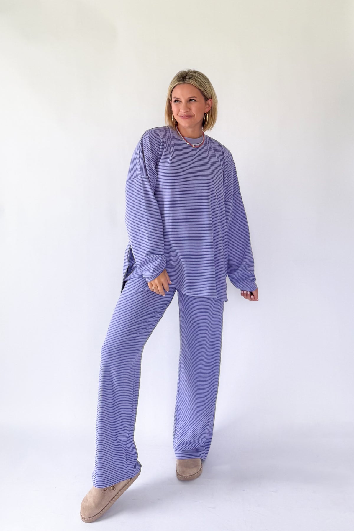 THINGS BETWEEN VIRAL SET PURPLE STRIPE SOFT SET