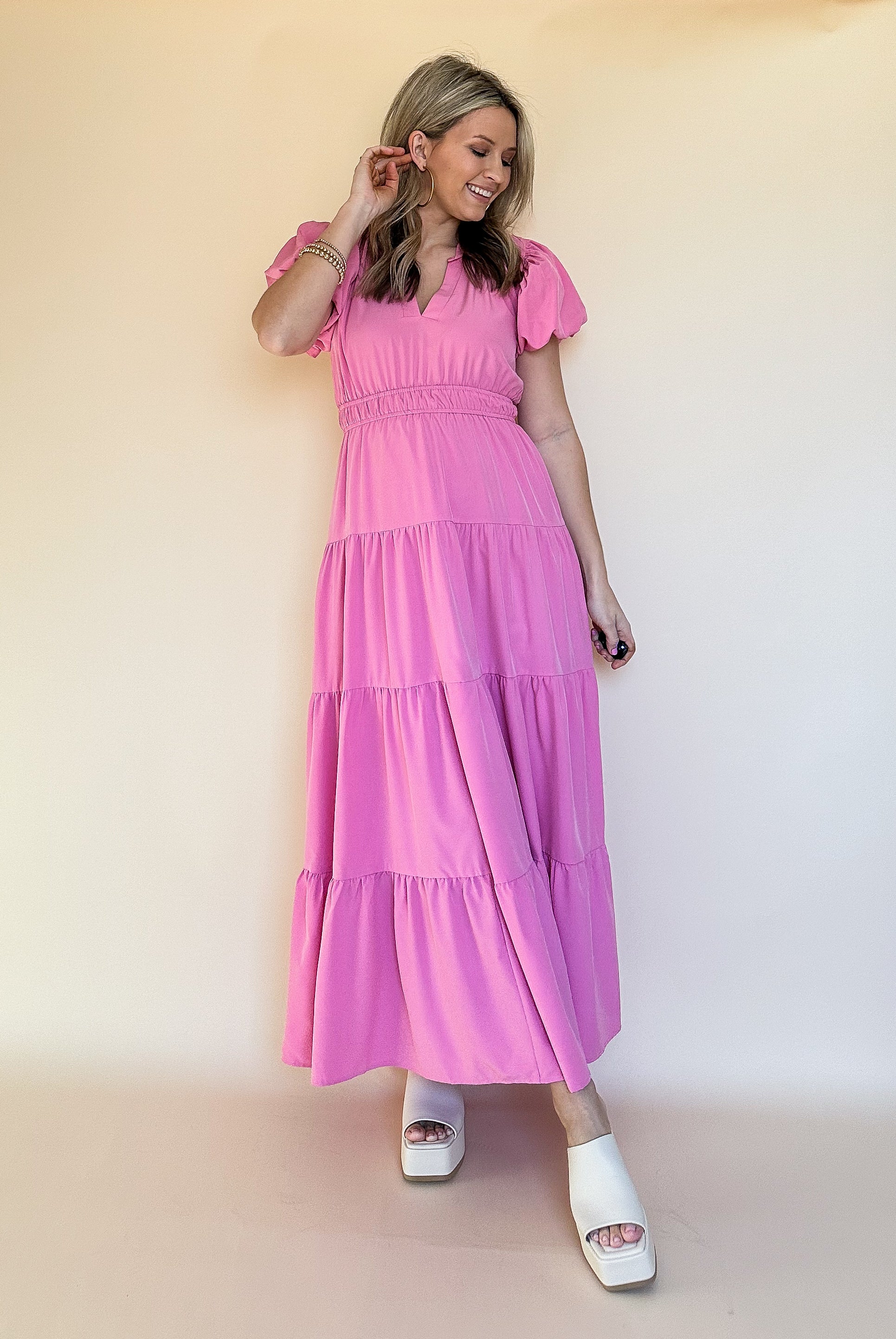 entro pink maxi dress