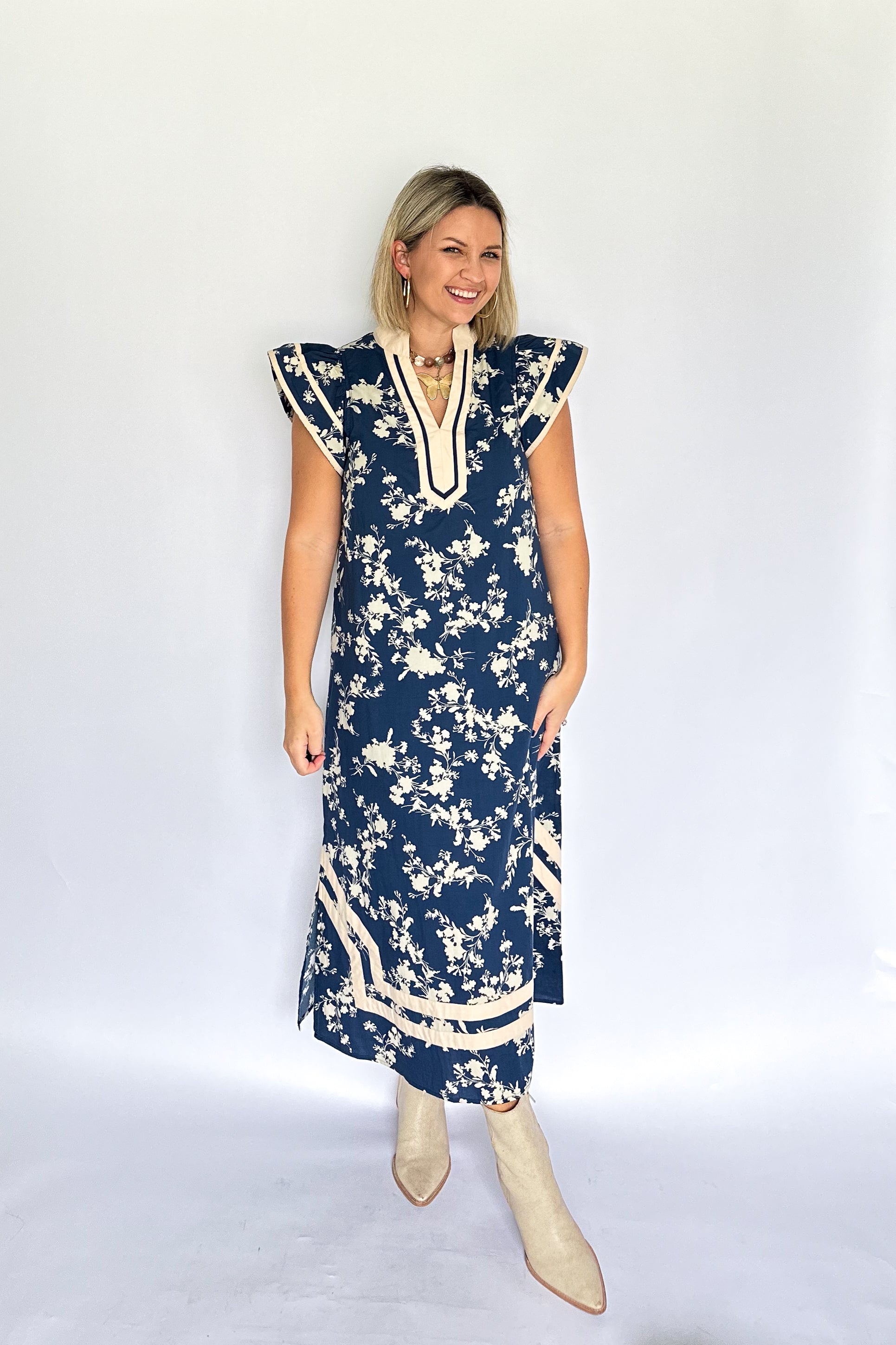 entro navy floral maxi dress