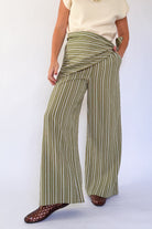entro green & white stripe hankerchief pants