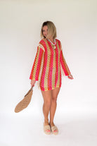 olivaceous stripe cover up dress