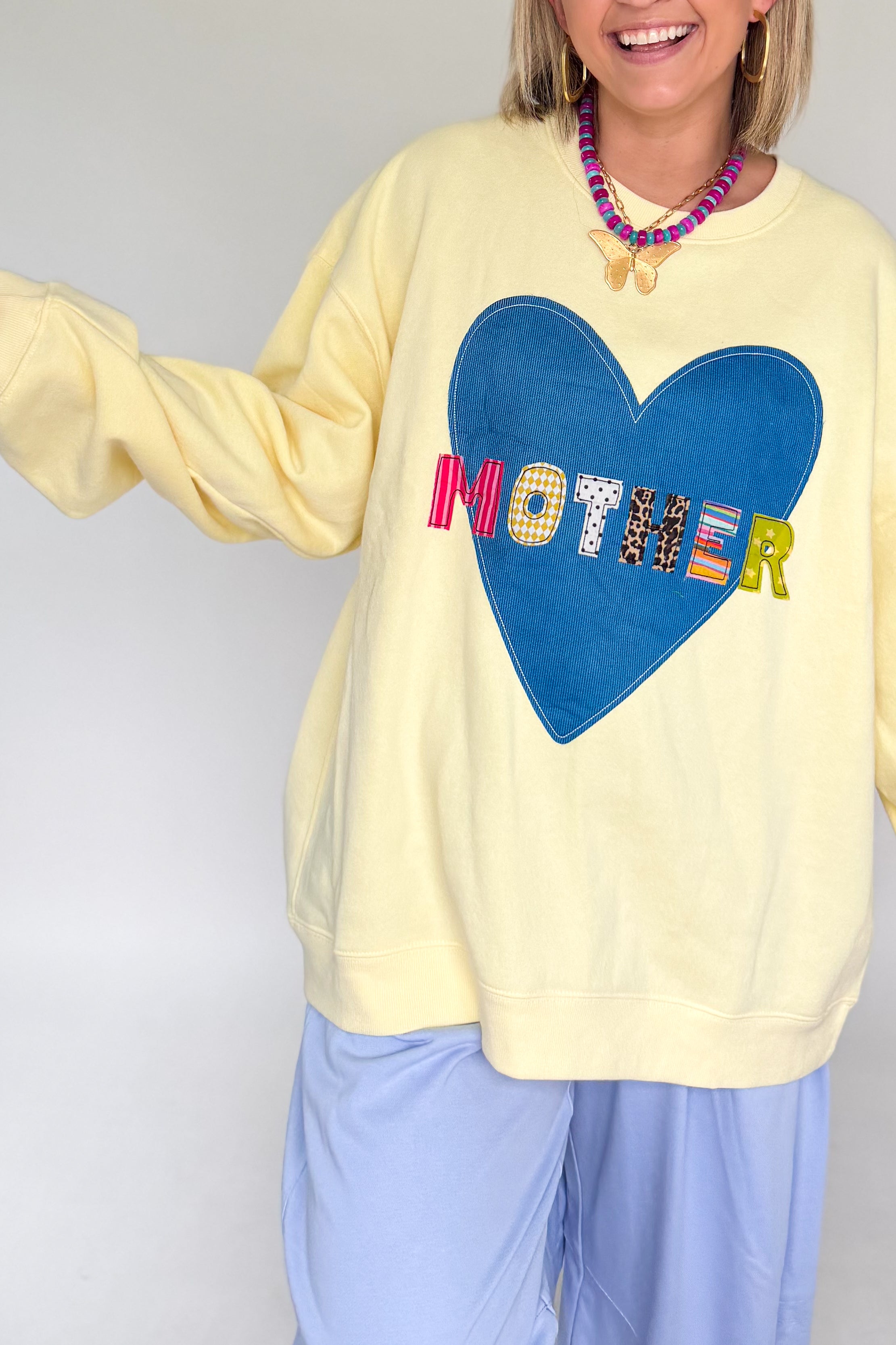 etta & east mother patchwork sweatshirt