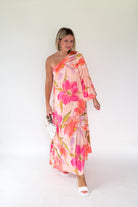 tech floral one shoulder dress