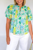 olivaceous floral top
