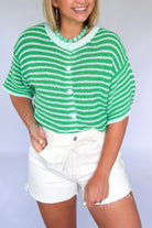 entro green and blue strip cardigan