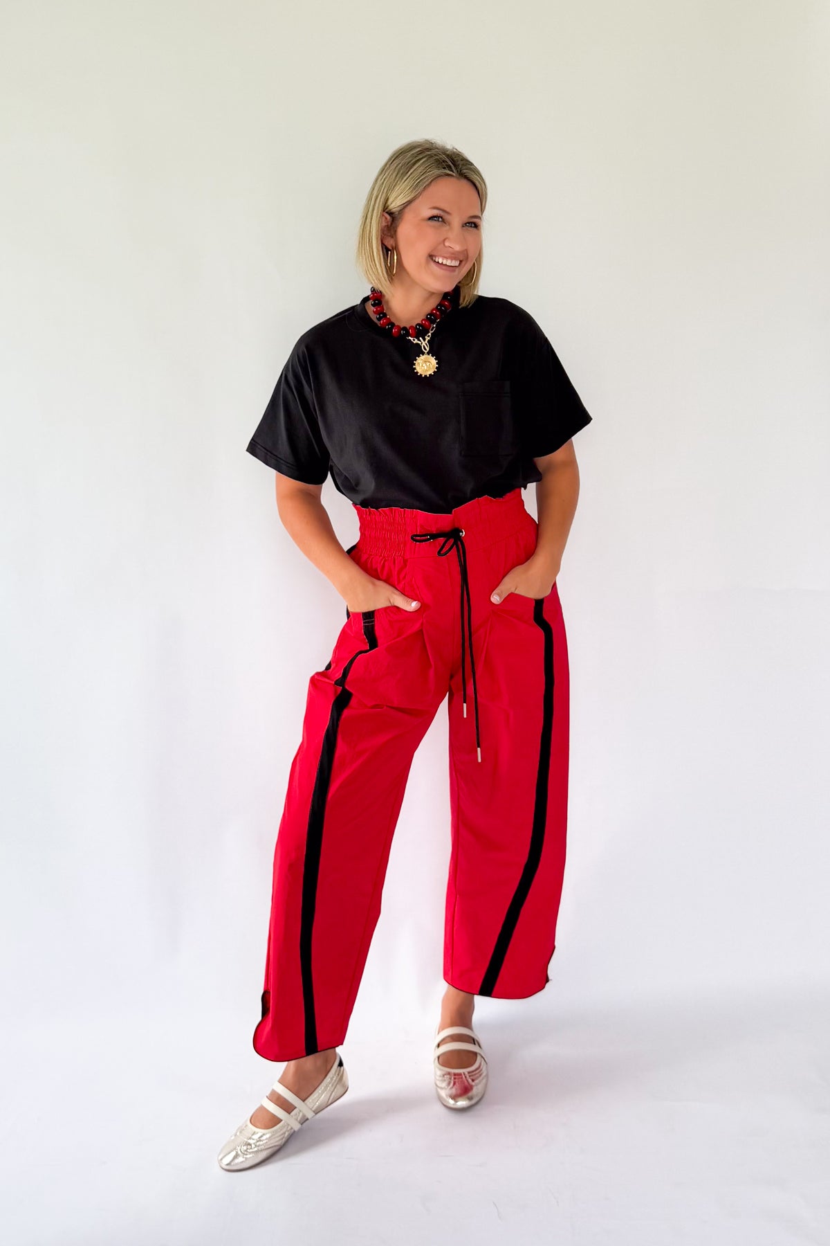 Bucketlist red & black windbreaker pants
