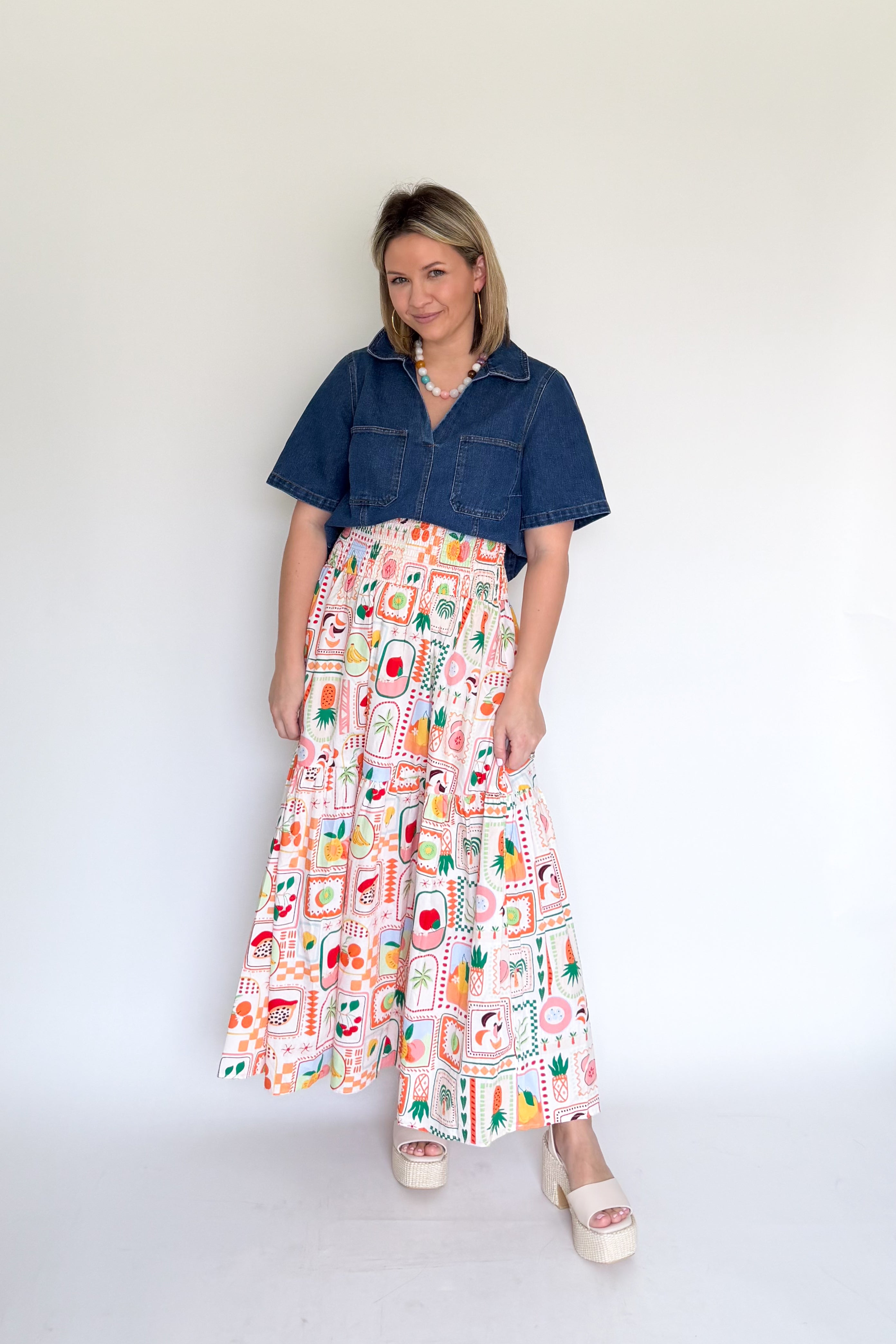 Fruit Basket Maxi Skirt By Karlie