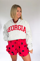 PEACH LOVE CALIFORNIA RED & BLACK POLKA DOT SHORTS