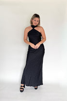 sofie the label black & white polka dot maxi dress
