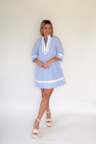 entro blue & white stripe mini dress