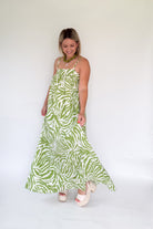 entro matcha green zebra maxi dress