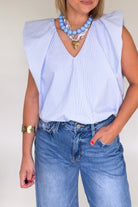 karlie stripe blue bubble top