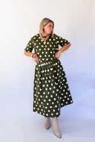 entro olive green polka dot set