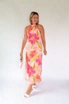 tcec floral halter neck maxi dress